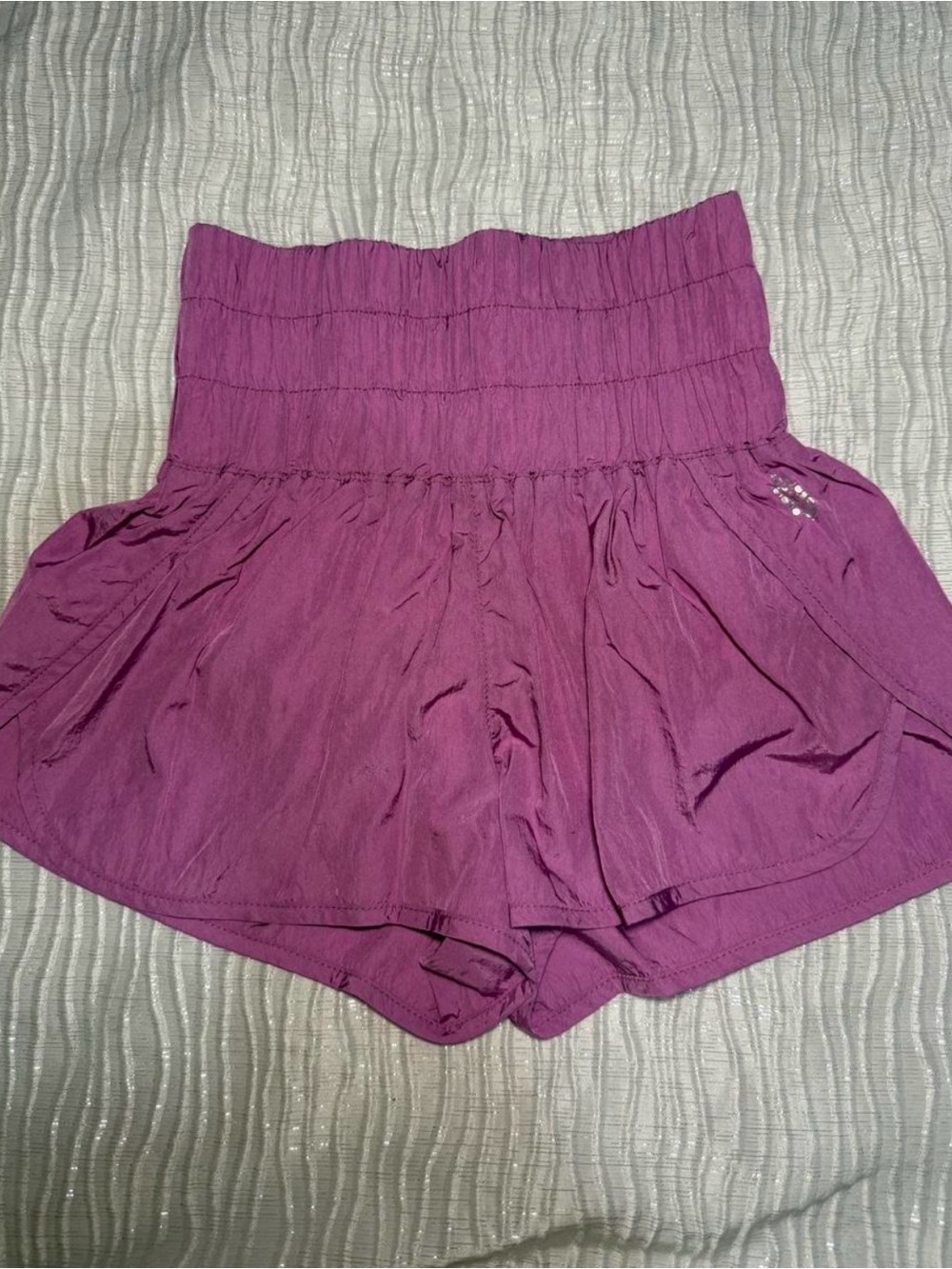 Free People Movement Berry Pink High Rise Smocked Running Shorts XS